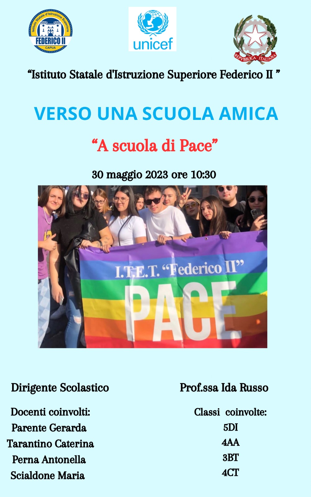 VERSO UNA SCUOLA AMICA - " A SCUOLA DI PACE" - 30 MAGGIO 2023