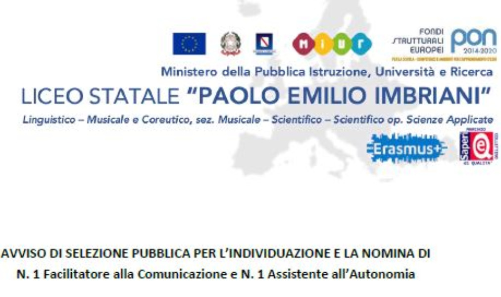 SELEZIONE PUBBLICA PER L’INDIVIDUAZIONE E LA NOMINA DI N. 1 Facilitatore alla Comunicazione